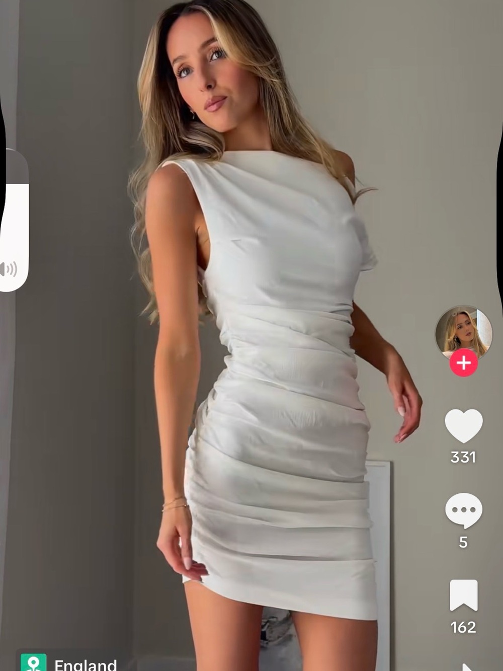 Zara Ivory Ruched Mini Dress